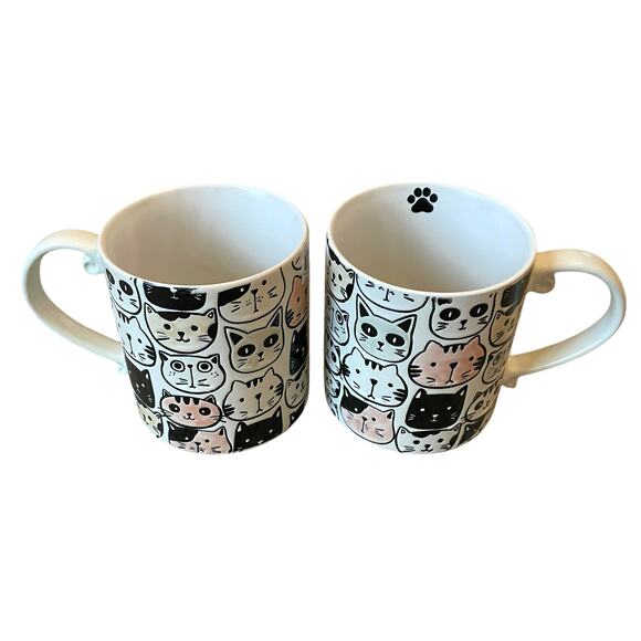 Spectrum Designz MITSY CAT FACE Coffee Tea Mugs 21oz Stoneware Set of 2 NEW - Picture 14 of 15